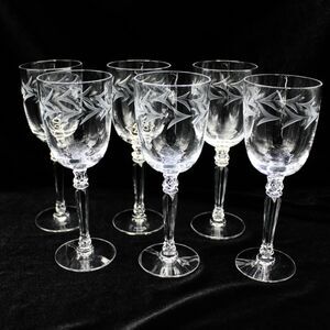Vintage Fostoria Crystal Cordial Glasses Holly Pattern Dessert Wine Sherry - 6